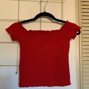Hollister red off the shoulder top (s)